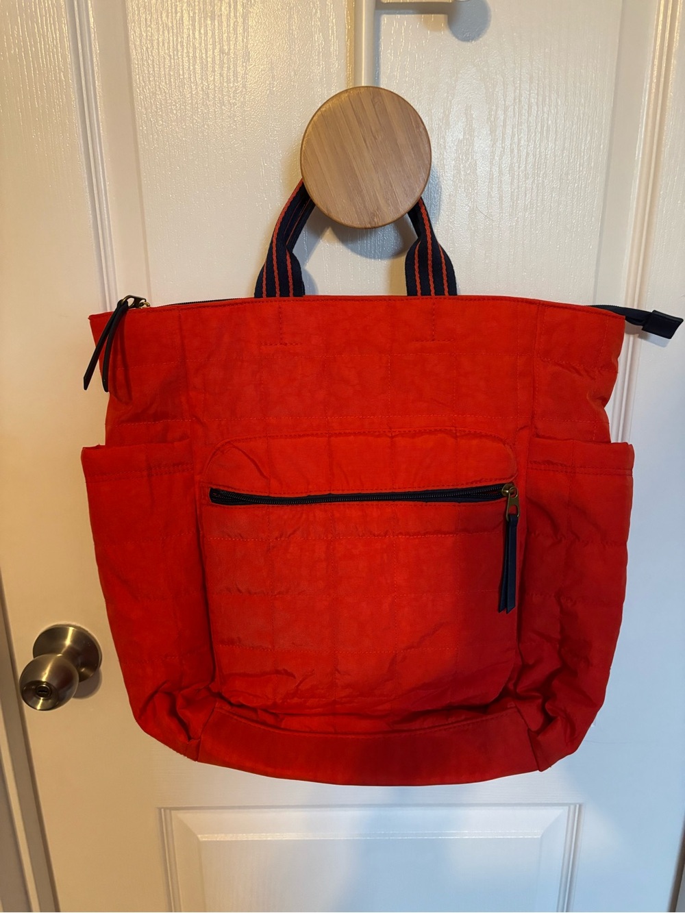 Orange Quilted Backpack Bag